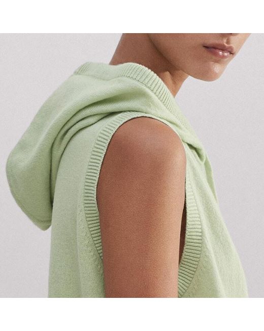 ME+EM Green Sleeveless Cashmere Relaxed Zip Hoodie