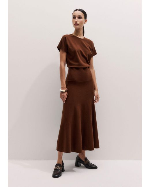 ME+EM Brown Fine Merino Blouson Maxi Dress
