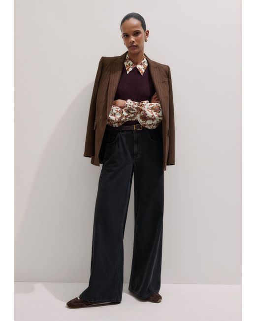 ME+EM Multicolor Silk Ornate Floral Paisley Print Blouse
