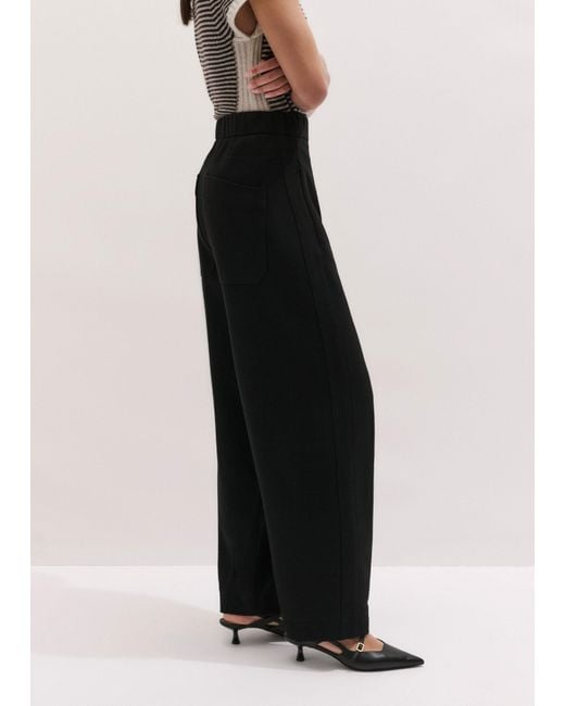 ME+EM Black Luxe Travel Tailoring Barrel-Leg Trouser