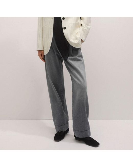 ME+EM Natural Metallic Pinstripe Contour Blazer