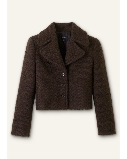 ME+EM Brown Tweed Soft Shoulder Crop Jacket