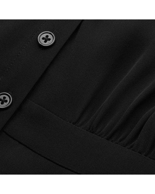 ME+EM Black Silk Statement V-Neck Maxi Dress + Belt