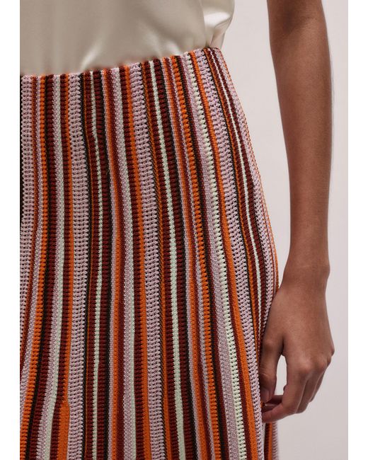 ME+EM White Metallic Textured Stripe Knit Maxi Skirt