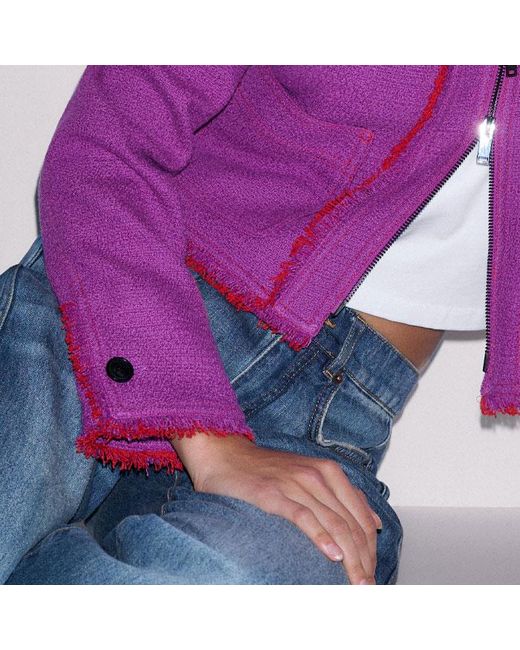 ME+EM Purple Fringe Detail Straight Fit Jacket