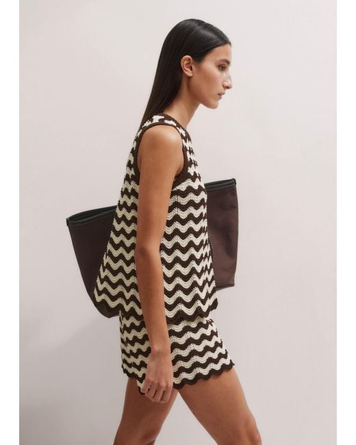 ME+EM Black Stripe Scallop Knit Swing Top