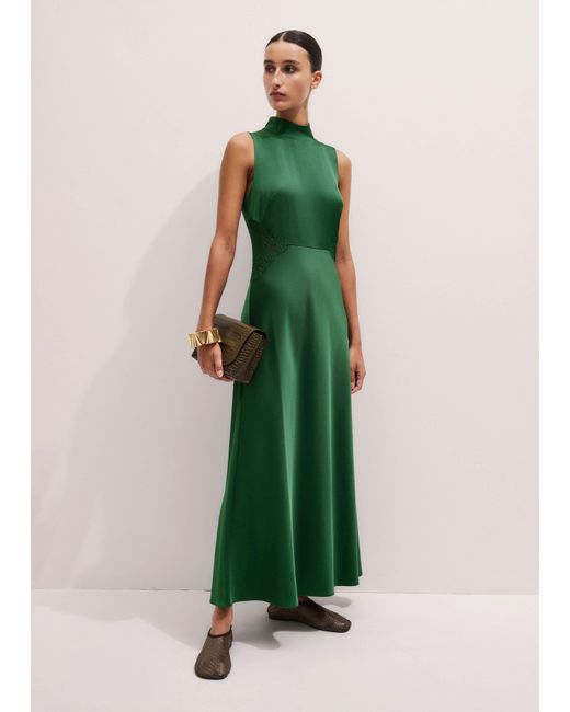ME+EM Women's Green Satin Back Crepe Lace Detail Maxi Dress -  hulwithkids.com
