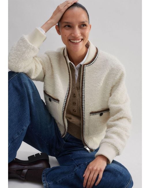 ME+EM Blue Bouclé Bomber Jacket