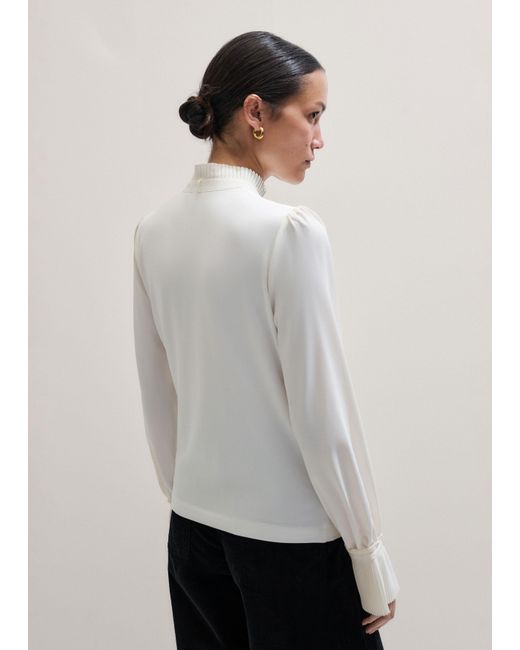 ME+EM Natural Frill Neck Layering Blouse + Tie