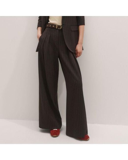 ME+EM Black Sharp Shoulder Pinstripe Blazer