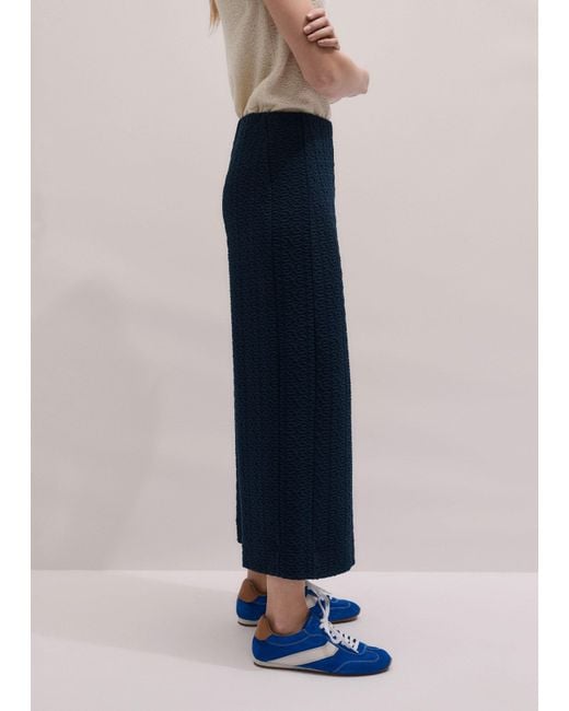 ME+EM Blue Textured Crop Pant