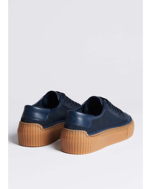 ME+EM Blue Canvas Low Top Sneaker