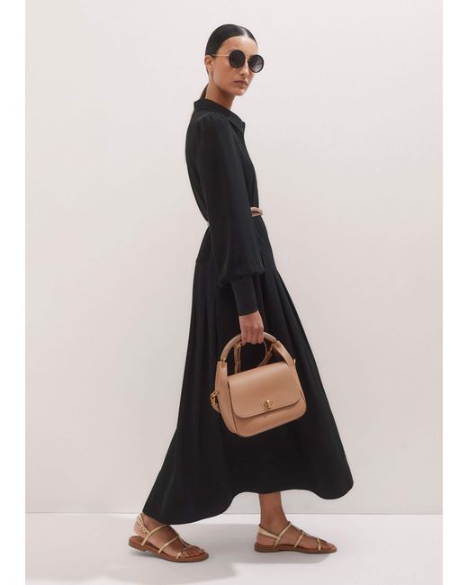 ME+EM Black Modern Twill Pleated Maxi Dress