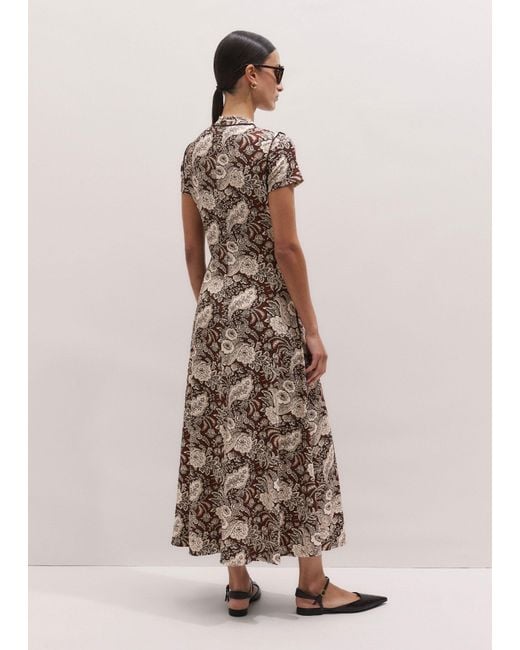 ME+EM Multicolor Elaborate Botanical Print Short Sleeve Maxi Dress