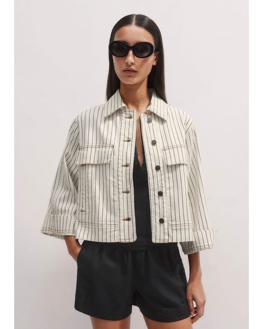 ME+EM Natural Italian Denim Pinstripe Swing Jacket