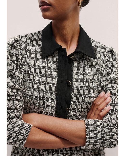 ME+EM Brown Statement Button Jacquard A-Line Dress