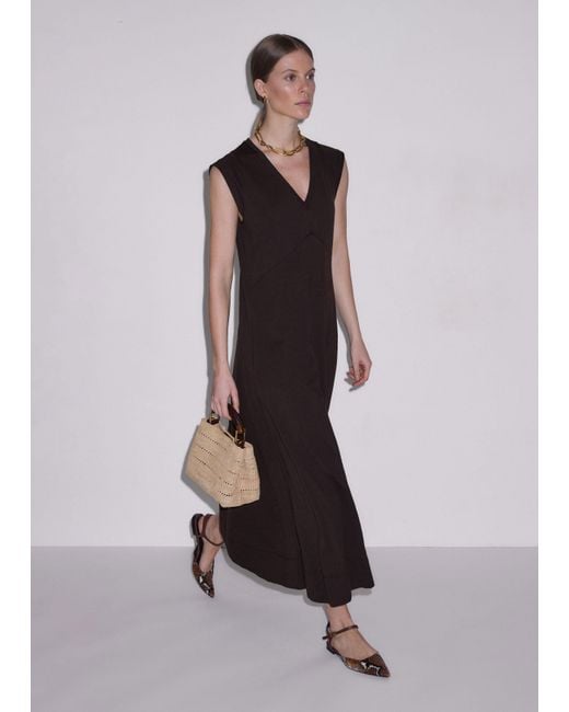 ME+EM White V Neck A Line Maxi Dress