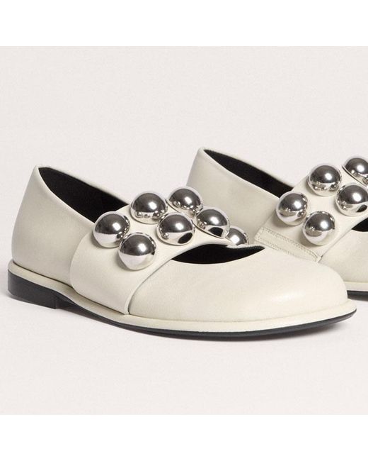 ME+EM Natural Oversized Stud Ballerina Flat