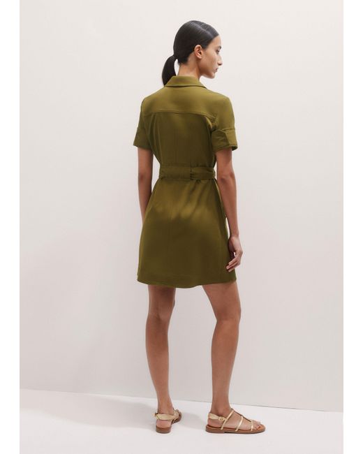ME+EM Green Collared Zip Front Utility Dress + Belt