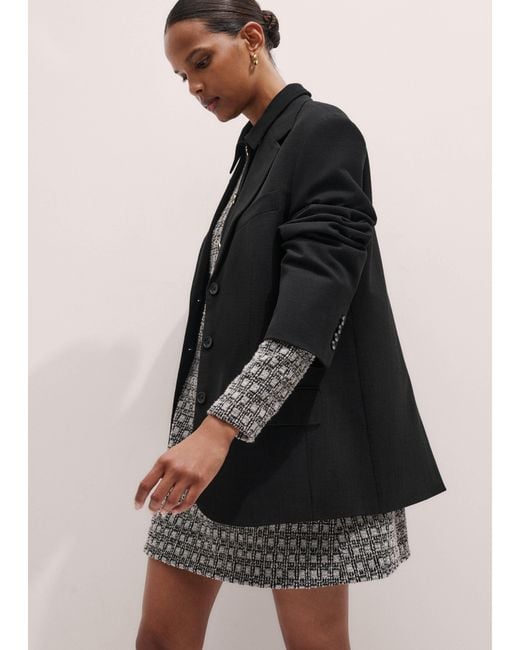 ME+EM Brown Statement Button Jacquard A-Line Dress