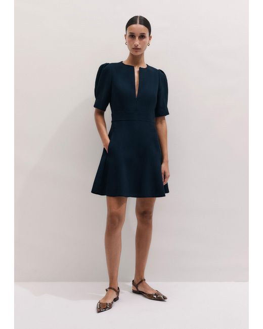 ME+EM Blue Panelled Fit And Flare Short Dress