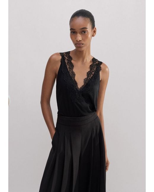 ME+EM Black Lace Trim Swing Vest