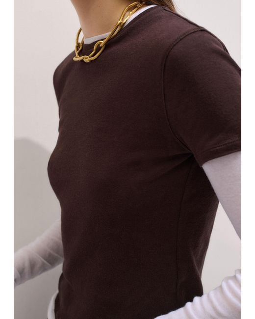 ME+EM Blue Sheer Rib Double Layer Top Summer Chocolate Soft