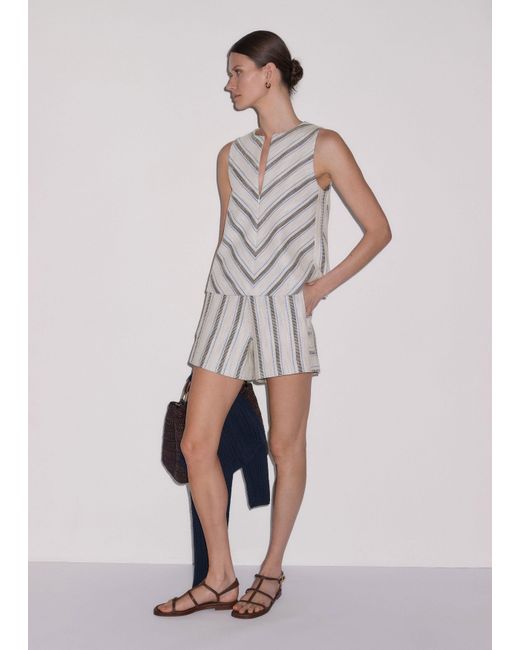 ME+EM Multicolor Textured Stripe Swing Top