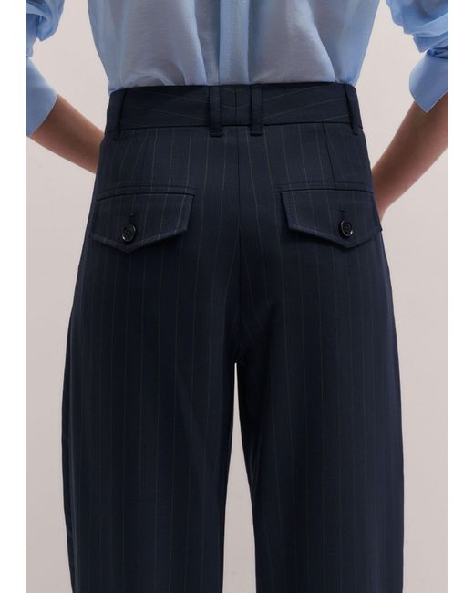 ME+EM Blue Double Pleat Taper Trouser