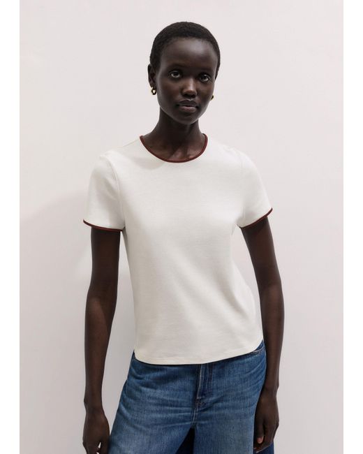 ME+EM Blue Slim Ringer Tee Light Cream-Cinnamon