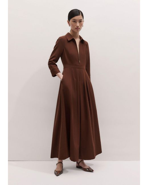 ME+EM Brown Fit And Flare Maxi Shirt Dress