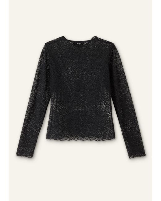 ME+EM Black Lace Crew Neck Top
