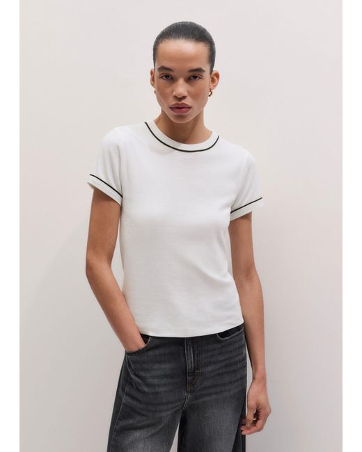 ME+EM White Piped Fitted T Shirt Soft-Rich