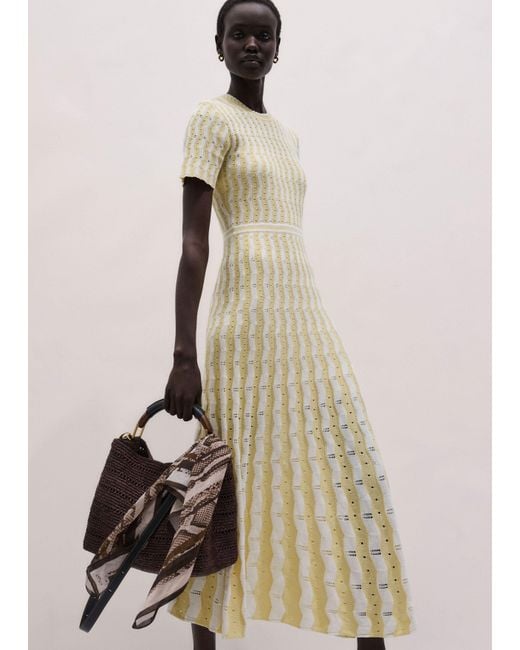 ME+EM Natural Textured Pointelle Knit Maxi Dress + Slip-Cream