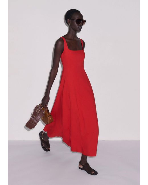 ME+EM Red Contour Seamed Maxi Dress
