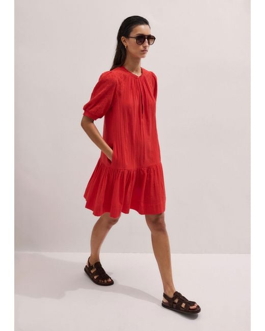 ME+EM Embroidered Cheesecloth Short Dress