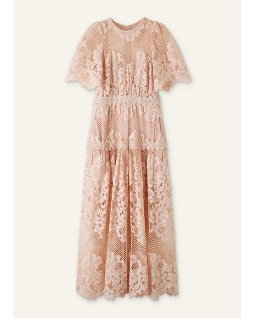 ME+EM Natural Graphic Floral Lace Maxi Dress
