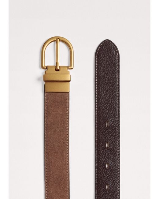 ME+EM Multicolor Round Buckle Reversible Belt Hazelnut Dark Chocolate