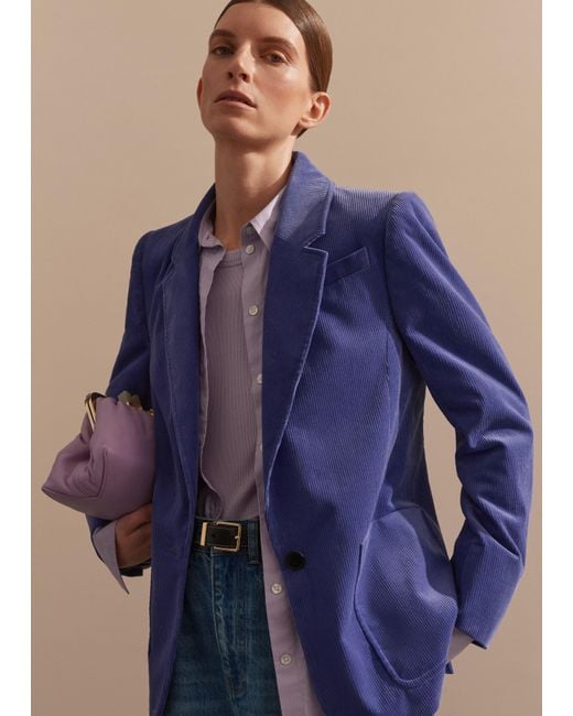 ME+EM Blue Corduroy Boyfriend Blazer