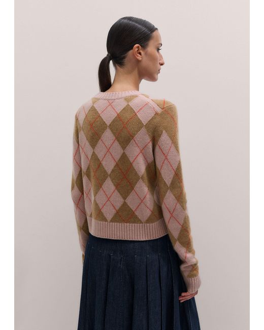 ME+EM Blue Relaxed Argyle Sweater