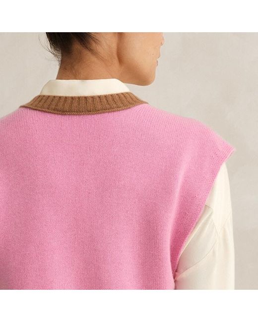 ME+EM Natural Merino Cashmere Colour Block Sweater Vest