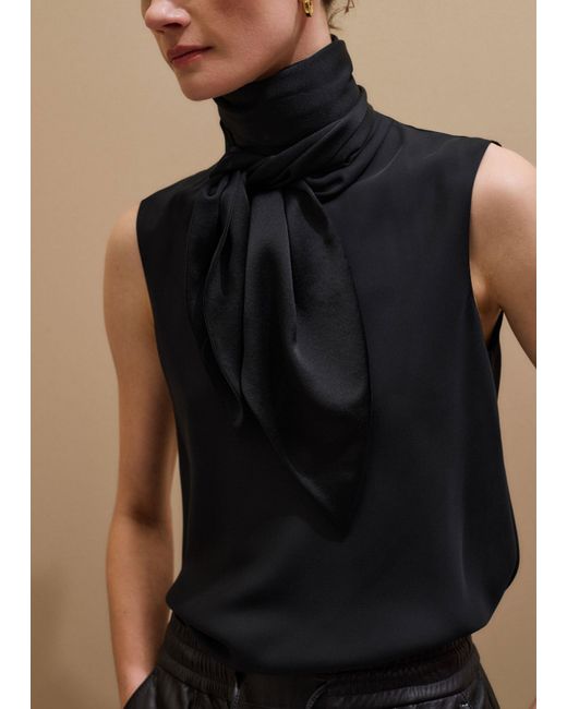 ME+EM Black Silk Satin Evening Scarf