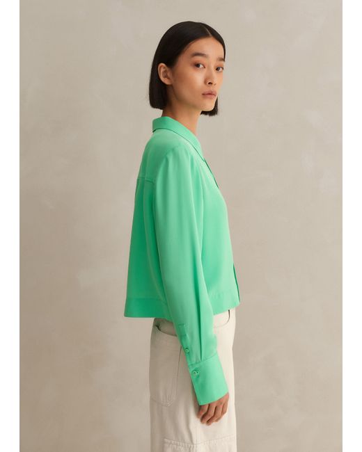 ME+EM Green Silk Cropped Shirt