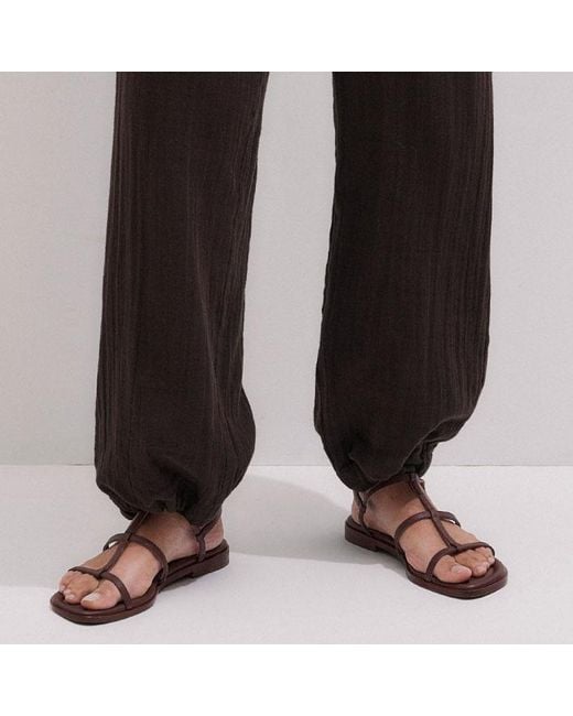ME+EM Black Cheesecloth Drawstring Hem Trouser