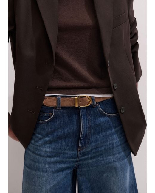 ME+EM Multicolor Round Buckle Reversible Belt Hazelnut Dark Chocolate