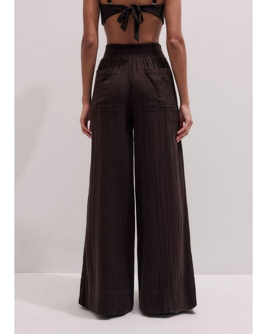 ME+EM Black Cheesecloth Wide-Leg Trouser