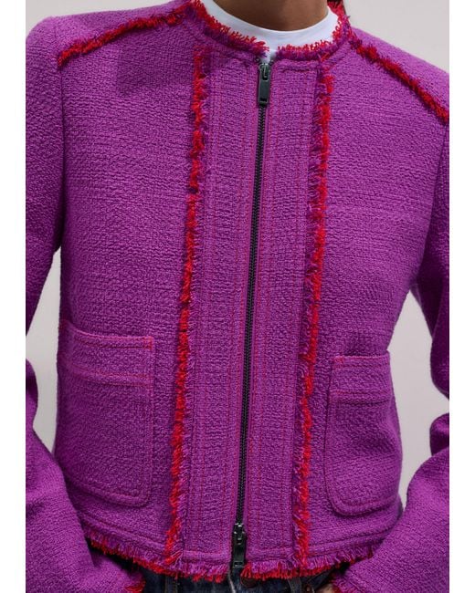 ME+EM Purple Fringe Detail Straight Fit Jacket