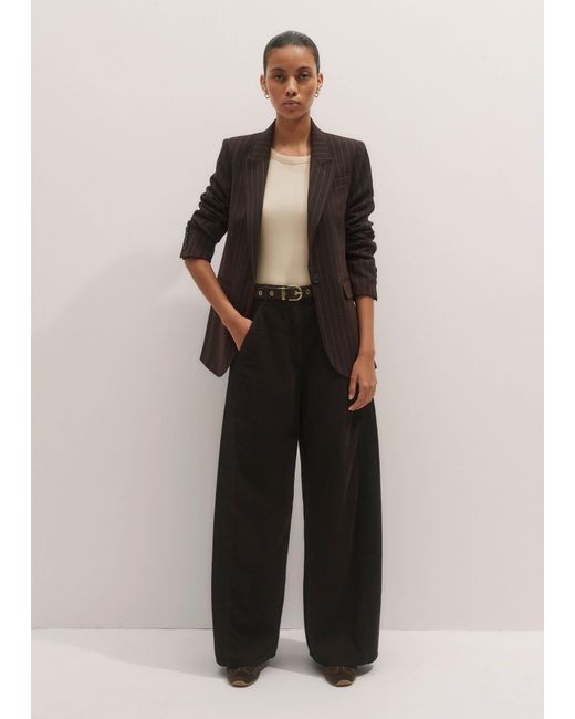 ME+EM Black Sharp Shoulder Pinstripe Blazer