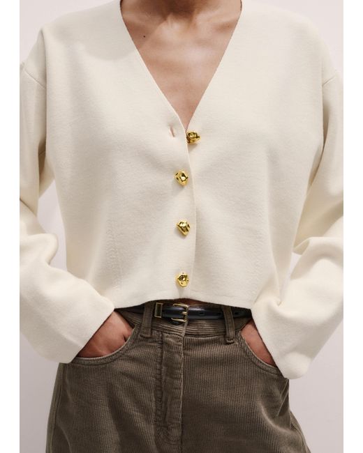 ME+EM Natural Merino Cotton Milano Knit Extreme Sleeve Crop Cardi