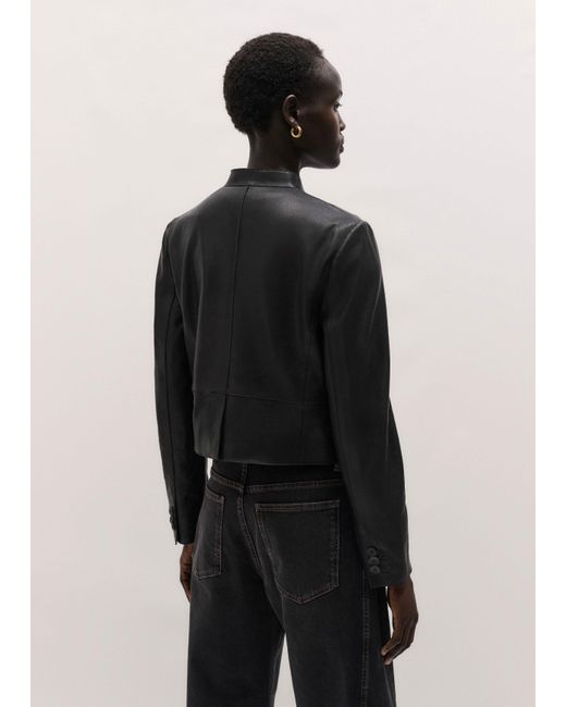 ME+EM Black Cropped Leather Jacket
